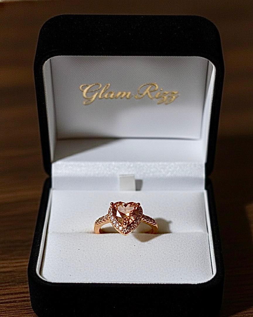 💫Buy 1 Premium Luxury Light Peach Earrings Get 1 Ruby Light Peach Heart Stone Adjustable Ring 💫