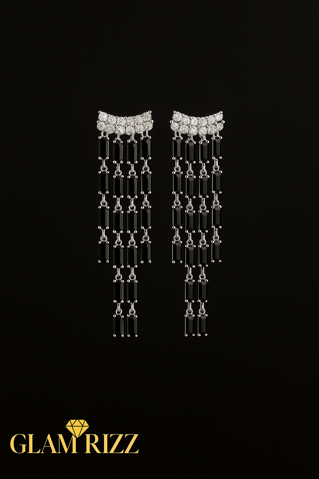 💫 Premium Classy Black Duo – Ruby Luxe Black Earrings & Black Stone Adjustable Ring 💫Buy 1 Get 1