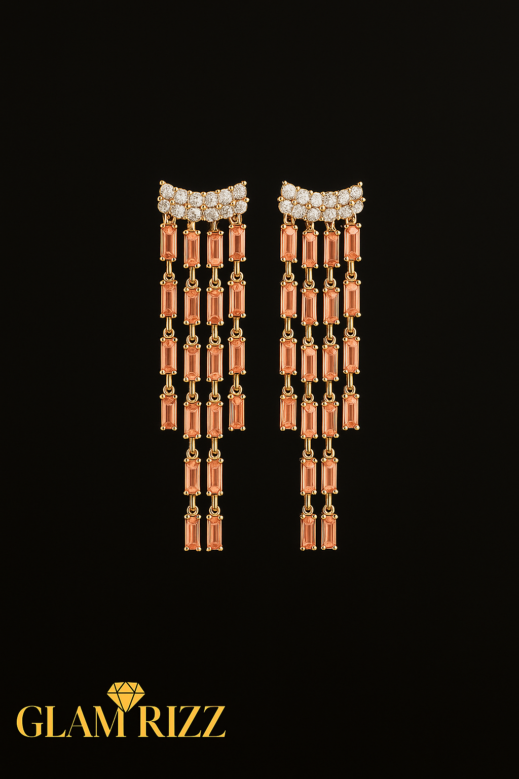 💫Buy 1 Premium Luxury Light Peach Earrings Get 1  Ruby Light Peach  Heart Stone Adjustable Ring 💫