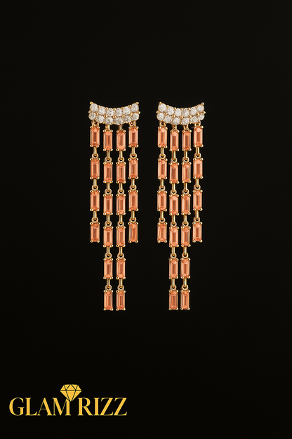 💫Buy 1 Premium Luxury Light Peach Earrings Get 1  Ruby Light Peach  Heart Stone Adjustable Ring 💫