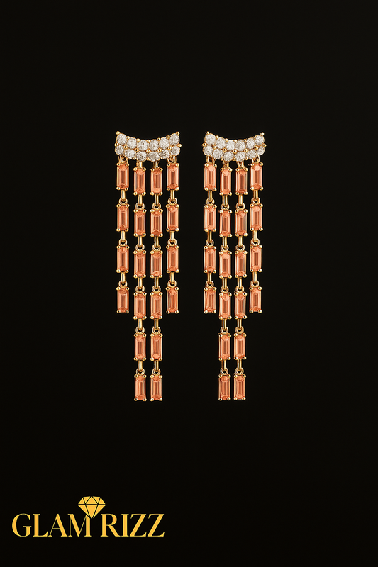 💫Buy 1 Premium Luxury Light Peach Earrings Get 1  Ruby Light Peach  Heart Stone Adjustable Ring 💫