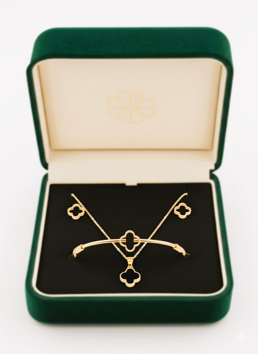 💫 Exclusive High Quality Ultra Luxury Set of Black Stone (Tops, Necklace & Kara) for Women 💫