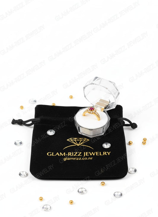 💫 Premium Quality  Adjustable Golden Ring with Reddish Stone  for Women 💫