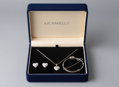 💫 Premium Heart Shaped Jewellery Set (Necklace, Earrings & Bracelet Kara) For Girls 💫