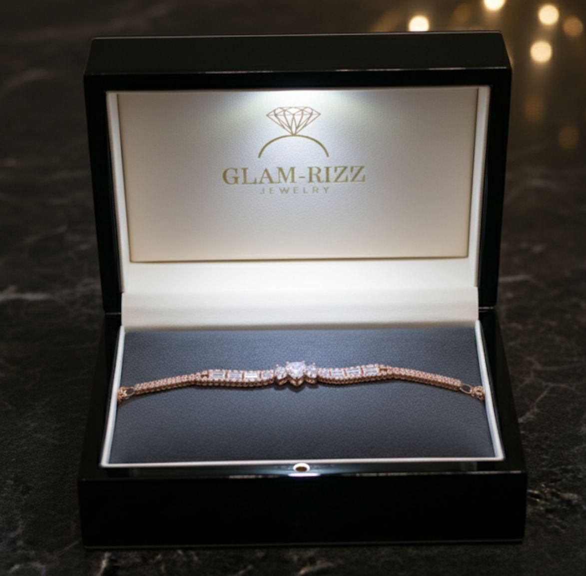 💫Buy 1 Premium Bracelet with Flower Shaped Pendant Get 1 Adjustable Pink Gemstone Ring for Women/Girls 💫