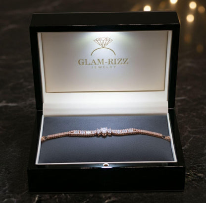 💫Buy 1 Premium Bracelet with Flower Shaped Pendant Get 1 Adjustable Pink Gemstone Ring for Women/Girls 💫