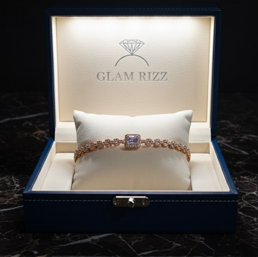 💫 Premium Golden Diamond  Bracelet + Surprised Matching Ring  for Women/Girls 💫