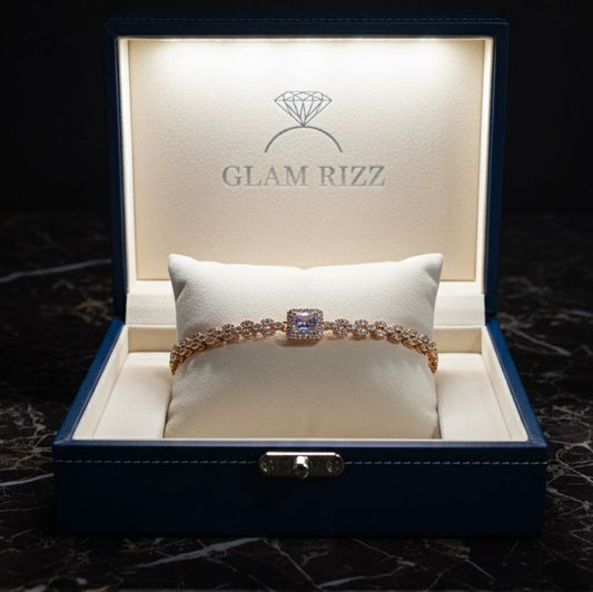 💫 Premium Golden Diamond  Bracelet + Surprised Matching Ring  for Women/Girls 💫