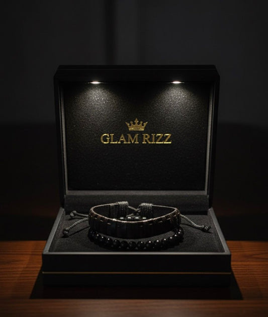 💫 Premium 2 Different Leather + Studs Bracelet For Boys💫Black Lovers