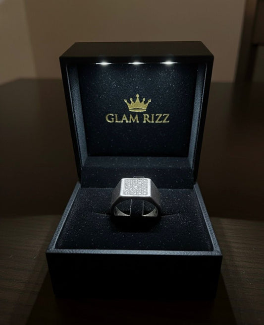 💫 Premium Stainless-Steel Ring with Silver Diamonds for Men 💫