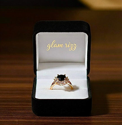 💫 Premium Classy Black Duo – Ruby Luxe Black Earrings & Black Stone Adjustable Ring 💫Buy 1 Get 1