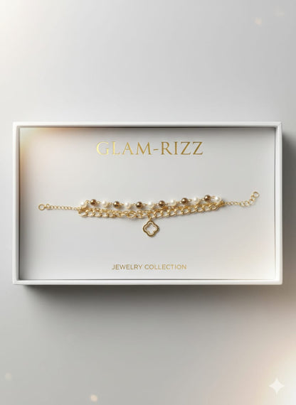💫 Premium Gold Bracelet with Pearls for Women 💫