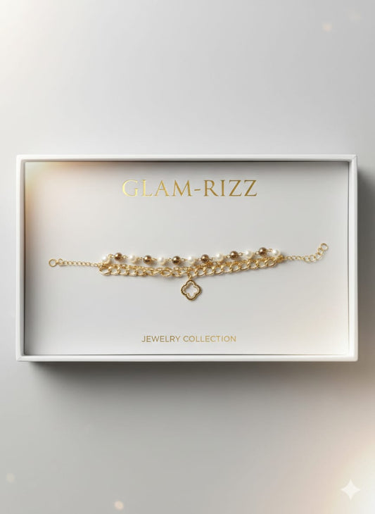 💫 Premium Gold Bracelet with Pearls for Women 💫